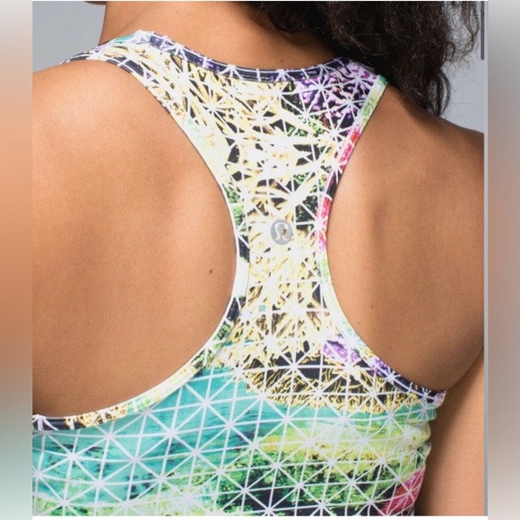 LULULEMON COOL RACERBACK TANK-PARADISE GRID VERY GREEN MULTI SIZE 4 - Picture 5 of 10